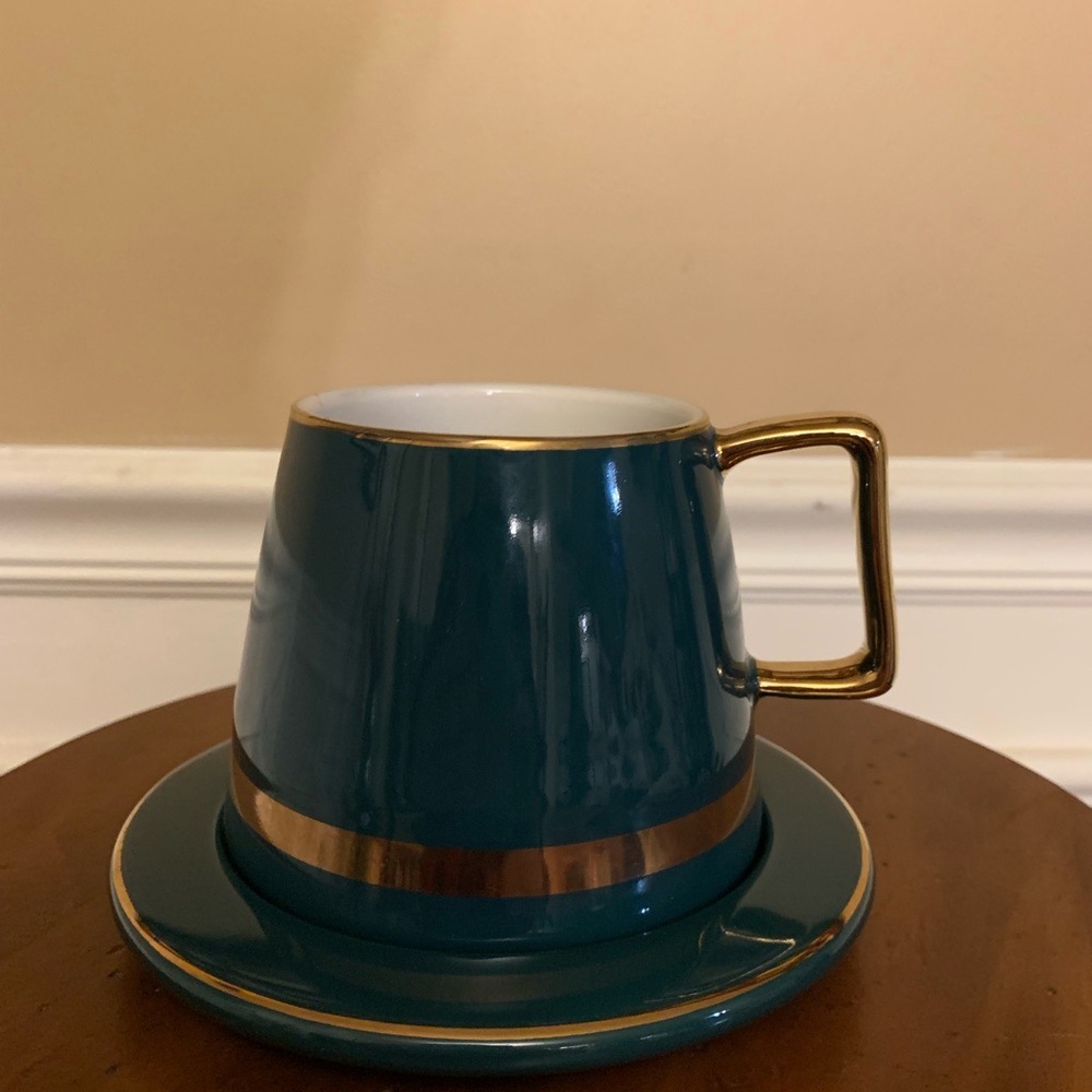 Green Ceramic Cup And Saucer
